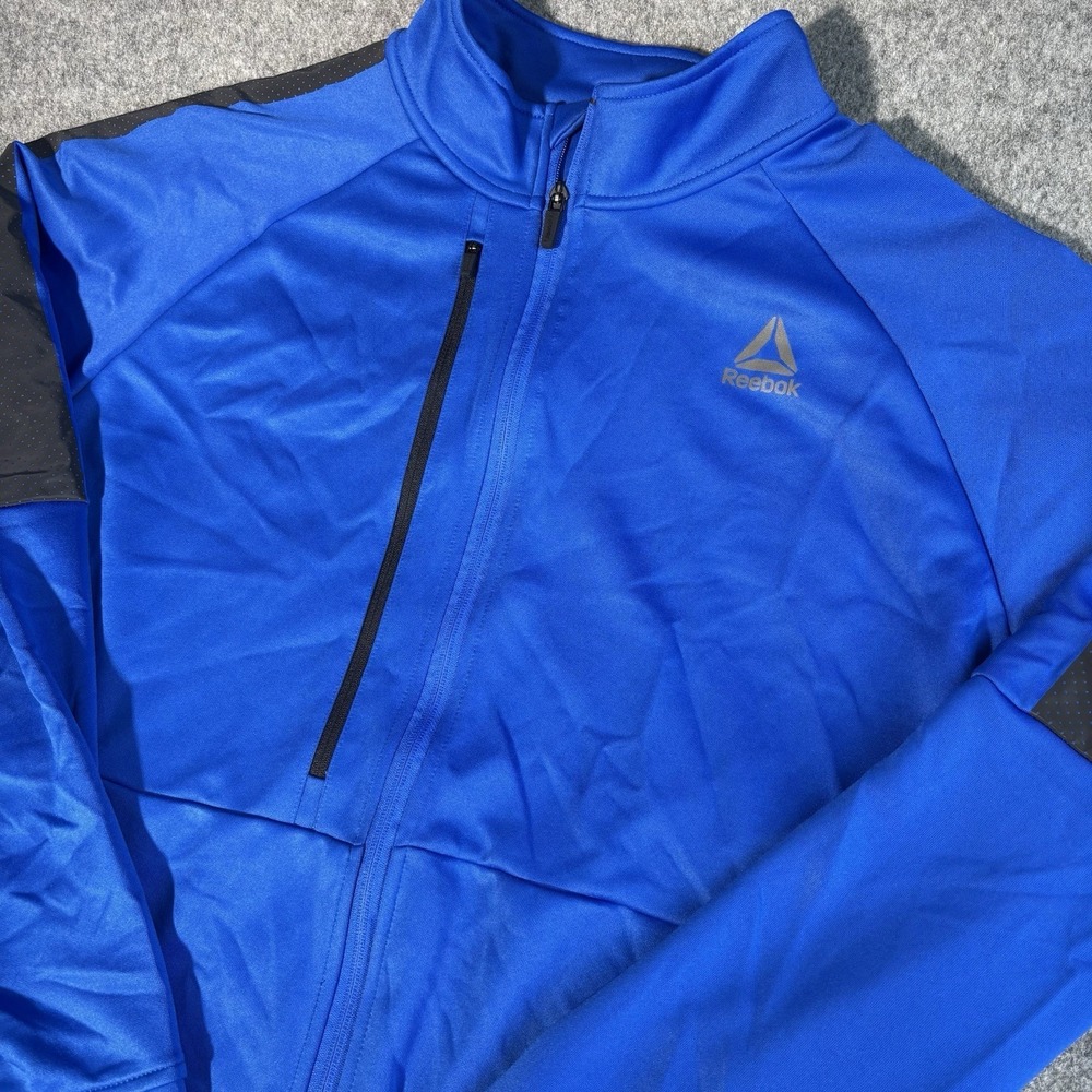 Reebok Jacket Mens Xl Blue Athletic Track Full Zip Training‎ Running Gym Active
